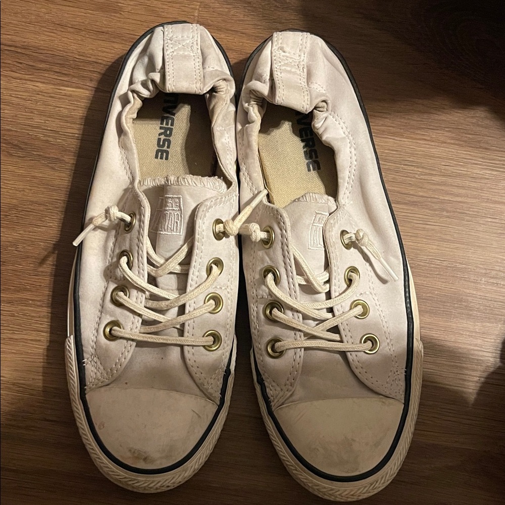 Converse Cream Lace-Up Sneakers slip on